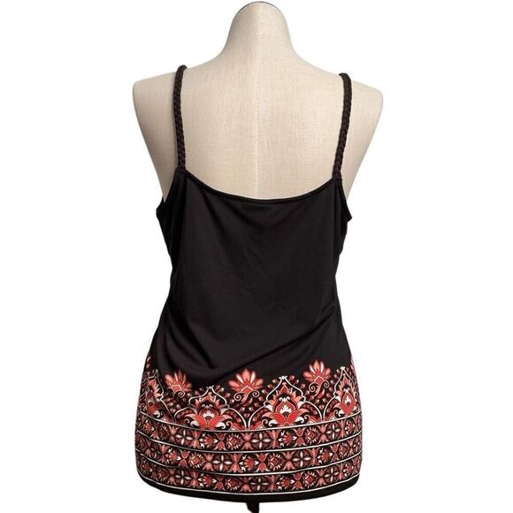 New York & Company Womens Babydoll Tank XL Dark Brown Retro Bronze Stud Mozaic - Picture 2 of 8